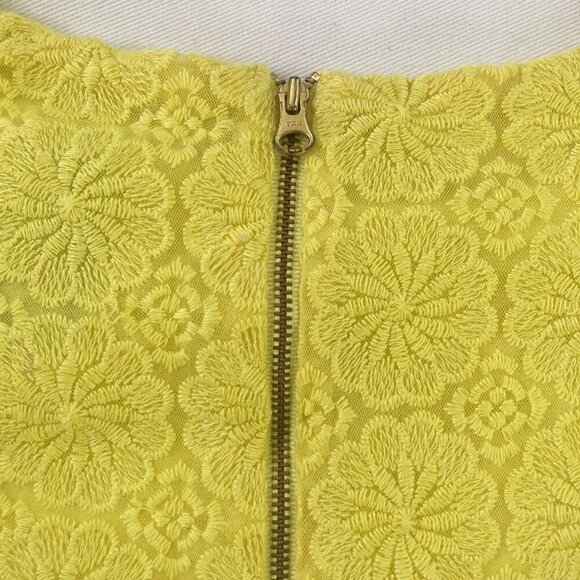 Vintage 60s Shift Dress Size 12 Yellow Floral Lace Overlay Sleeveless Retro - Picture 5 of 12